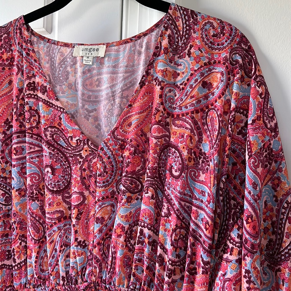 Paisley Pink Print Hi-Low Dress